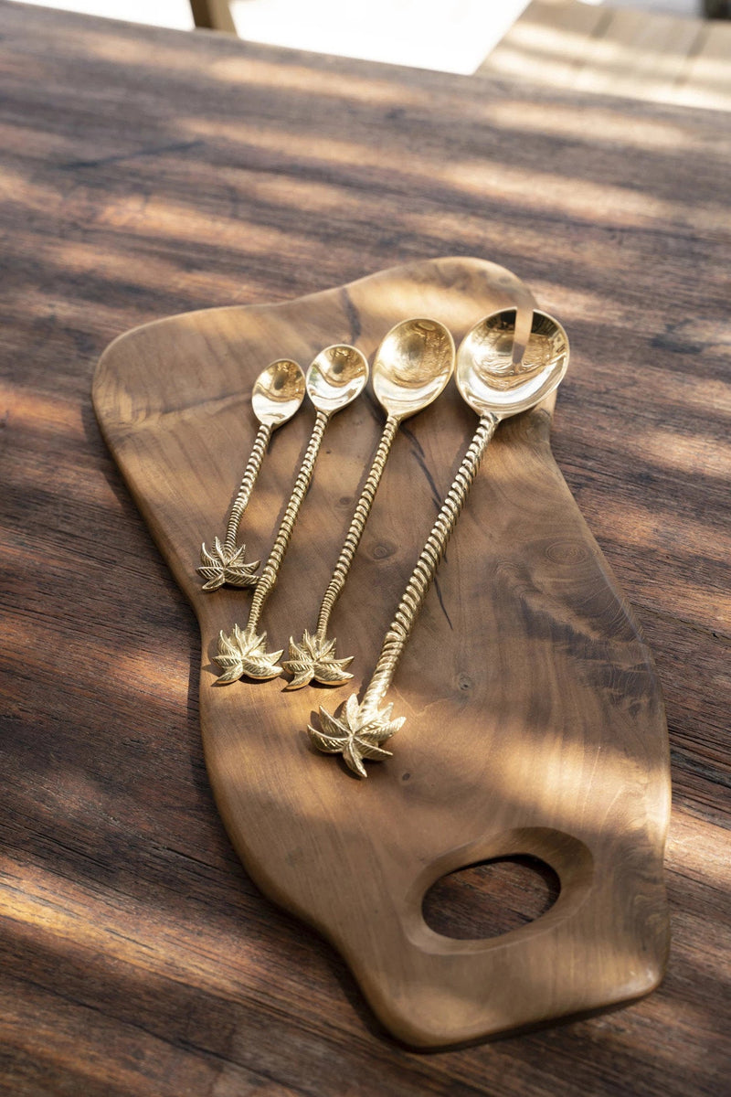The Palm Tree Long Spoon - Gold in brass — handmade luxury coffee spoon curated by Laiyahome — view 2