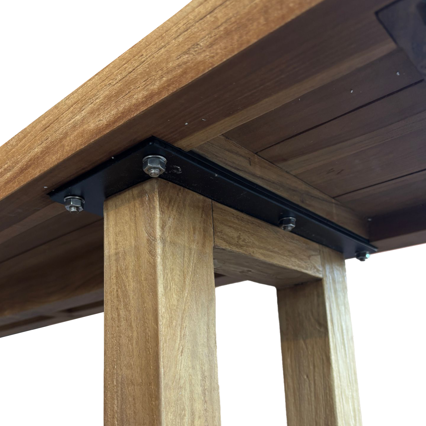 Bench With Square Foot - Natural - 220 – wood bench in natural – product view 2