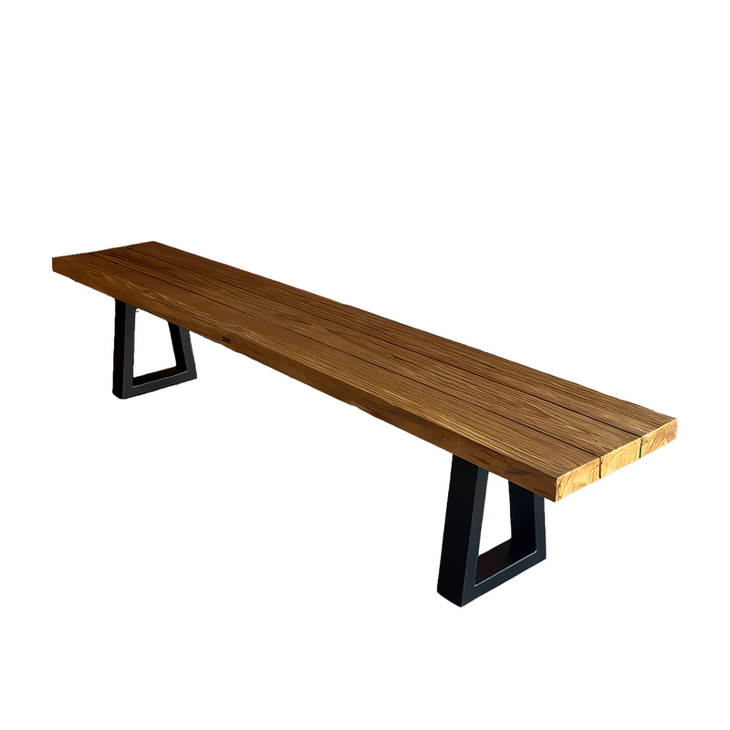 Bench With Iron Legs - Natural - 280 – wood bench in natural – product view 1