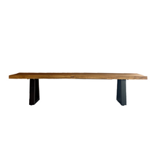 Bench With Iron Legs - Natural - 220 – reclaimed teak bench in natural – product view 2