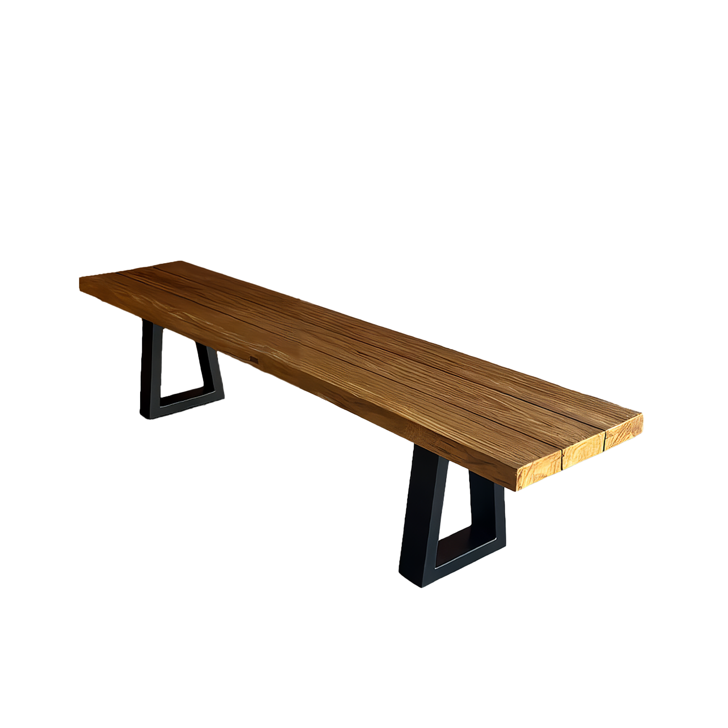 Bench With Iron Legs - Natural - 220 – reclaimed teak bench in natural – product view 1