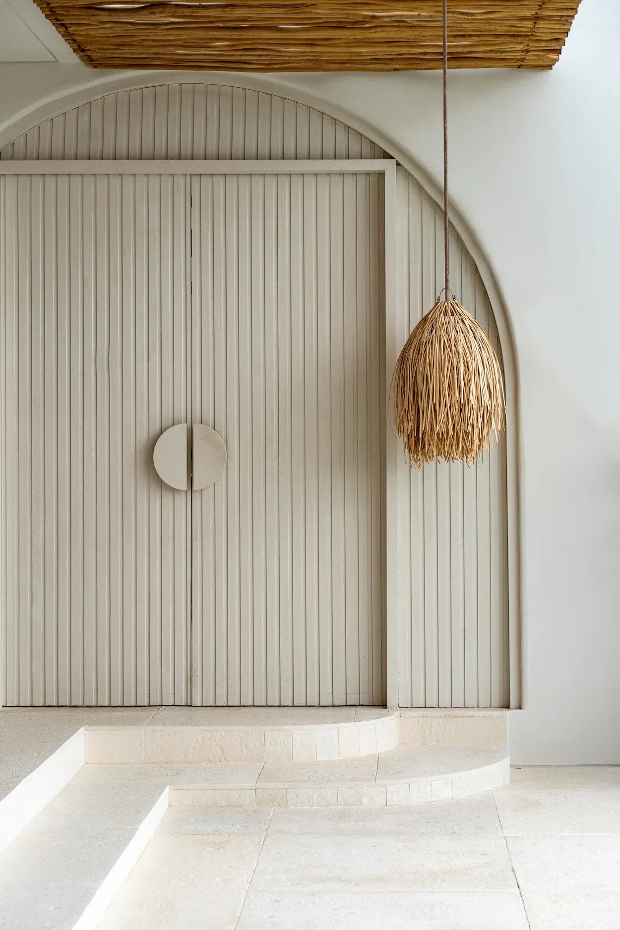 The Shaggy Pendant - Natural - M in rattan — handmade luxury pendant lamp curated by Laiyahome — view 2