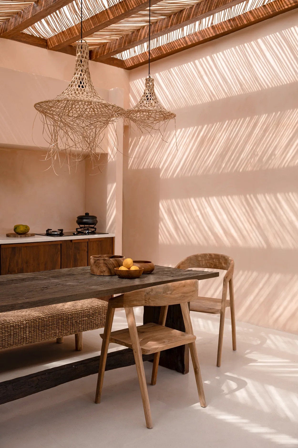 The Mykonos Pendant - Natural - M in rattan — handmade luxury pendant lamp curated by Laiyahome — view 2