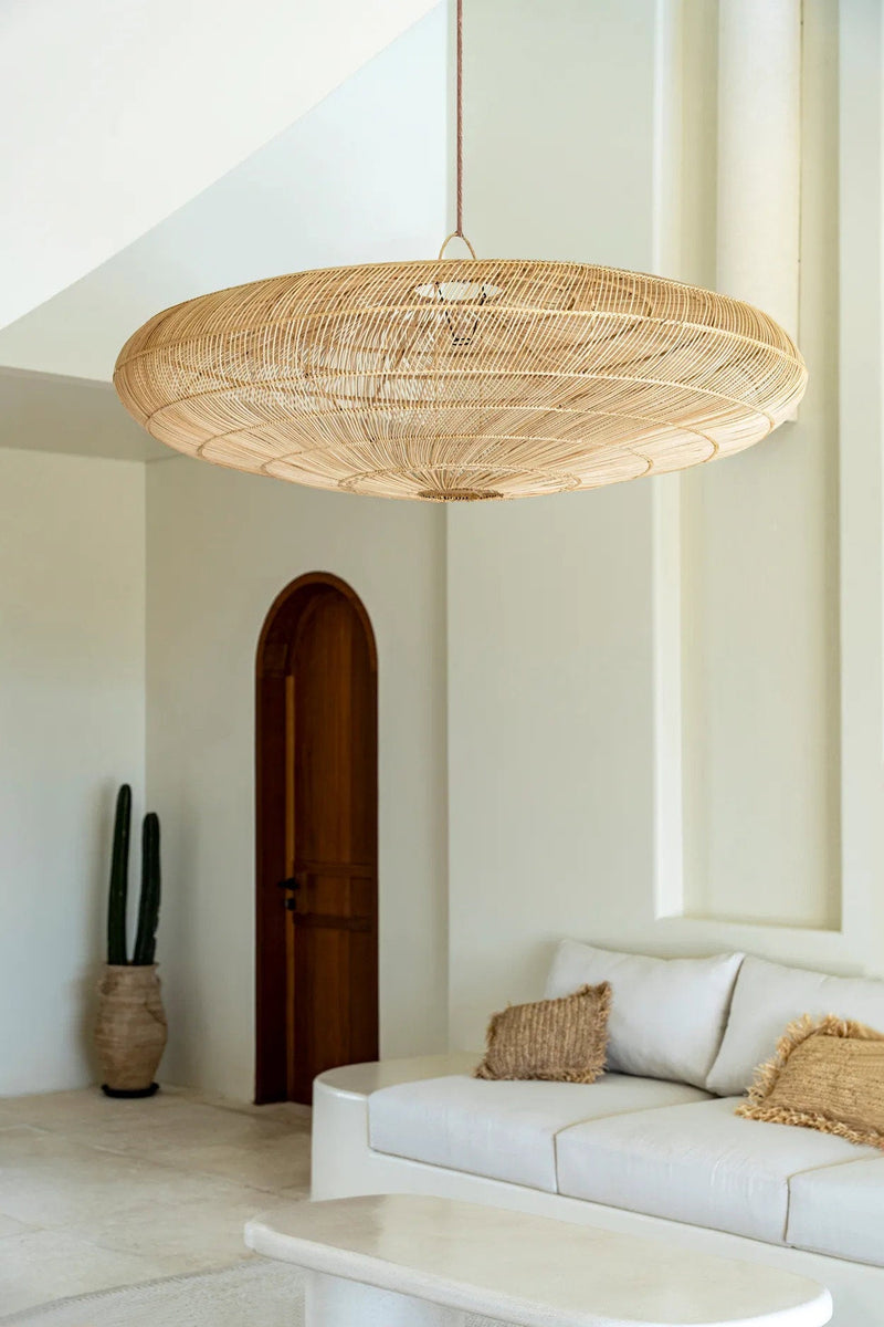 The Macaron Pendant - Natural - XL in rattan — handmade luxury pendant lamp curated by Laiyahome — view 2