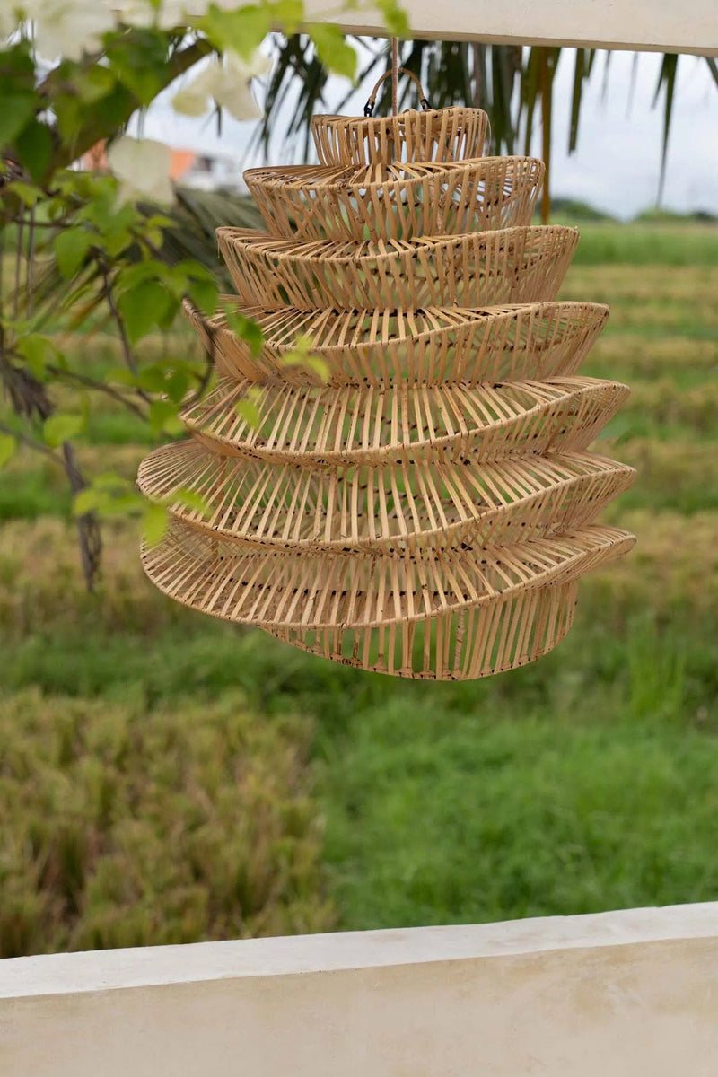 The Good Vibes Pendant - Natural - M in rattan — handmade luxury pendant lamp curated by Laiyahome — view 2