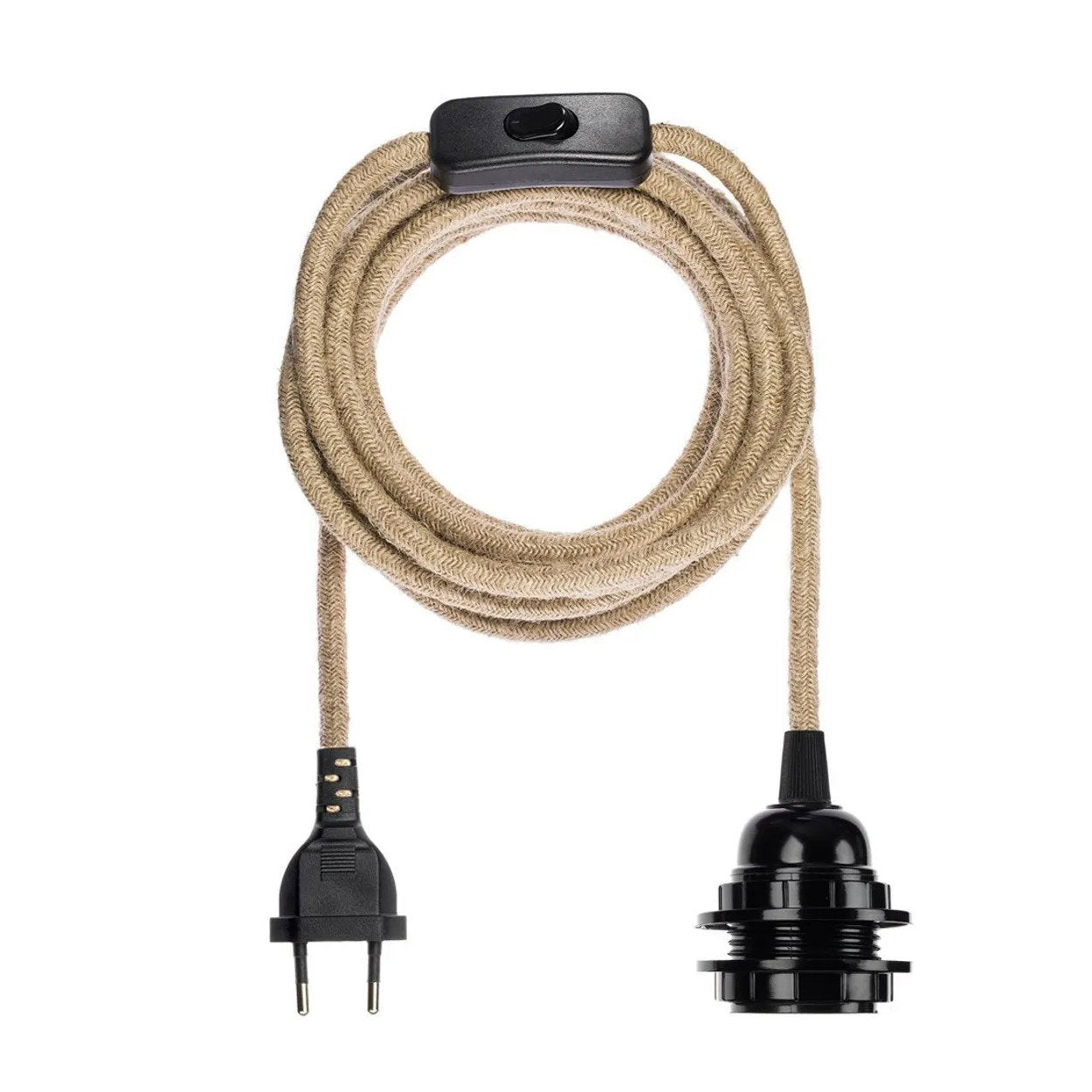 Fitting Lamps Jute - Natural Black in cotton — handmade luxury ceiling light curated by Laiyahome