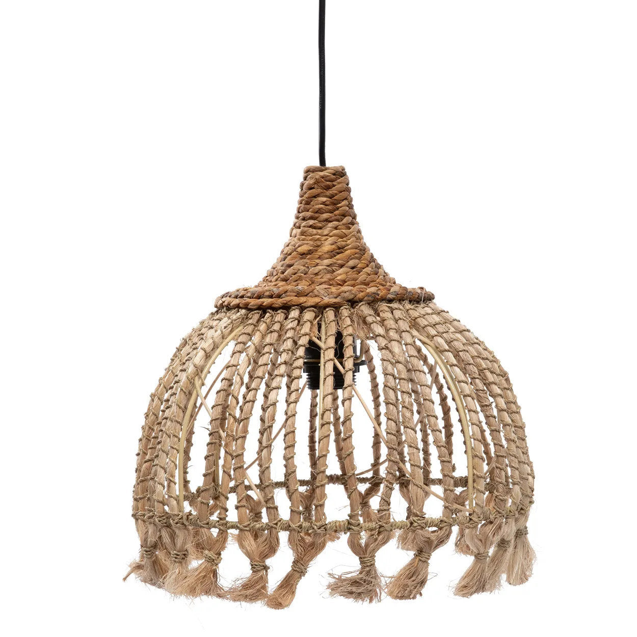 Pendentif pompon en abaca - Naturel - S