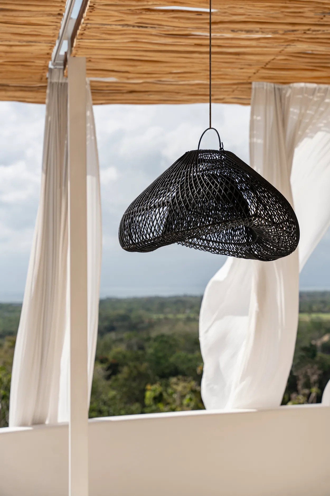 The Cloud Pendant - Black - M in rattan — handmade luxury pendant lamp curated by Laiyahome — view 2