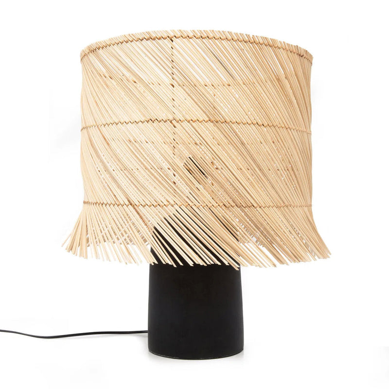 The Rattan Table Lamp - Black Natural in terracotta, earthenware — handmade luxury table lamp curated by Laiyahome
