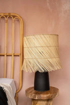 The Rattan Table Lamp - Black Natural in terracotta, earthenware — handmade luxury table lamp curated by Laiyahome — view 2