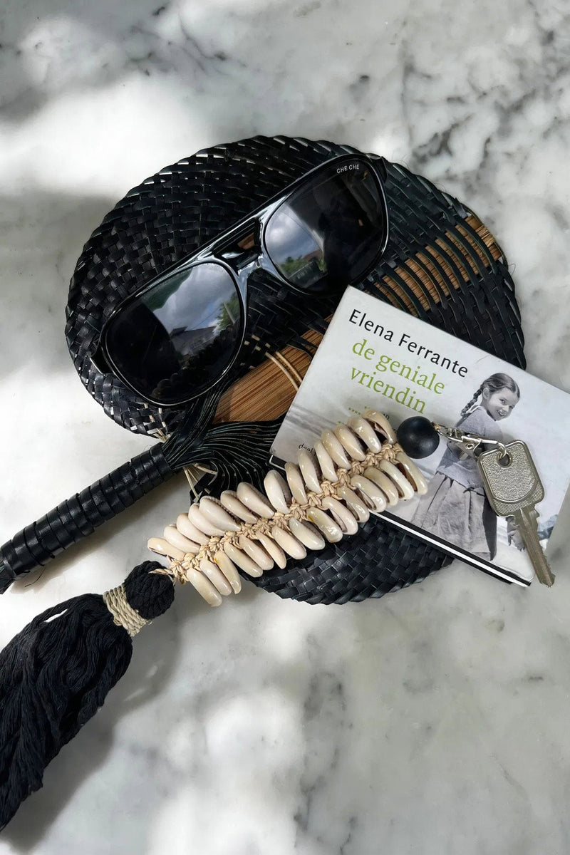 The Macrame Fishbone Keychain - Black in cotton — handmade luxury keychain curated by Laiyahome — view 2