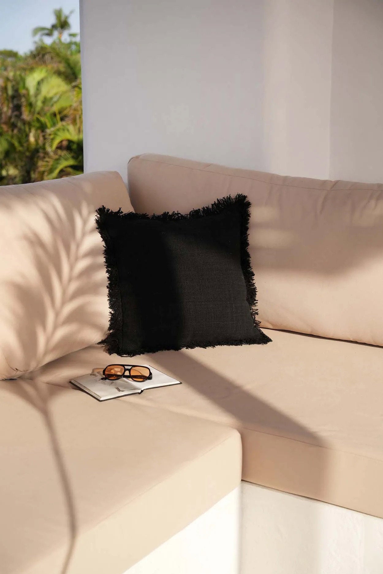 The Full Moon Cushion Cover - Black in cotton — handmade luxury cushion cover curated by Laiyahome — view 2