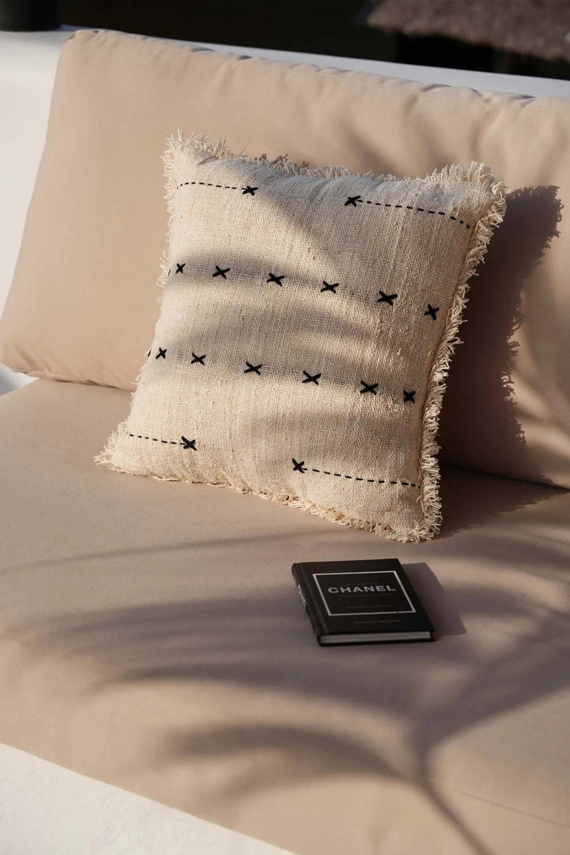 The French Kiss Cushion Cover - Natural Black in cotton — handmade luxury cushion cover curated by Laiyahome — view 2