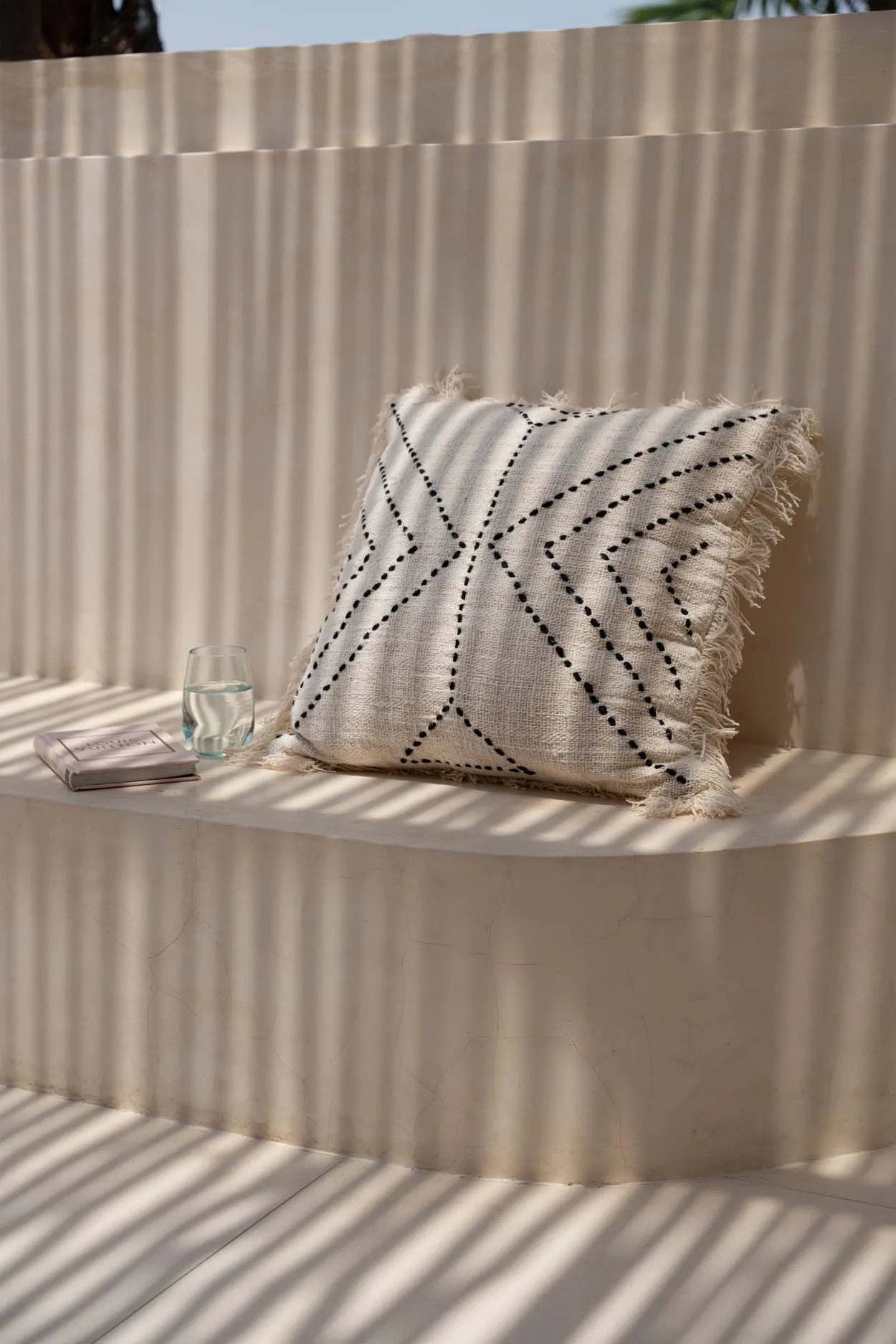 The Tribal Cushion Cover - Natural Black in cotton — handmade luxury cushion cover curated by Laiyahome — view 2
