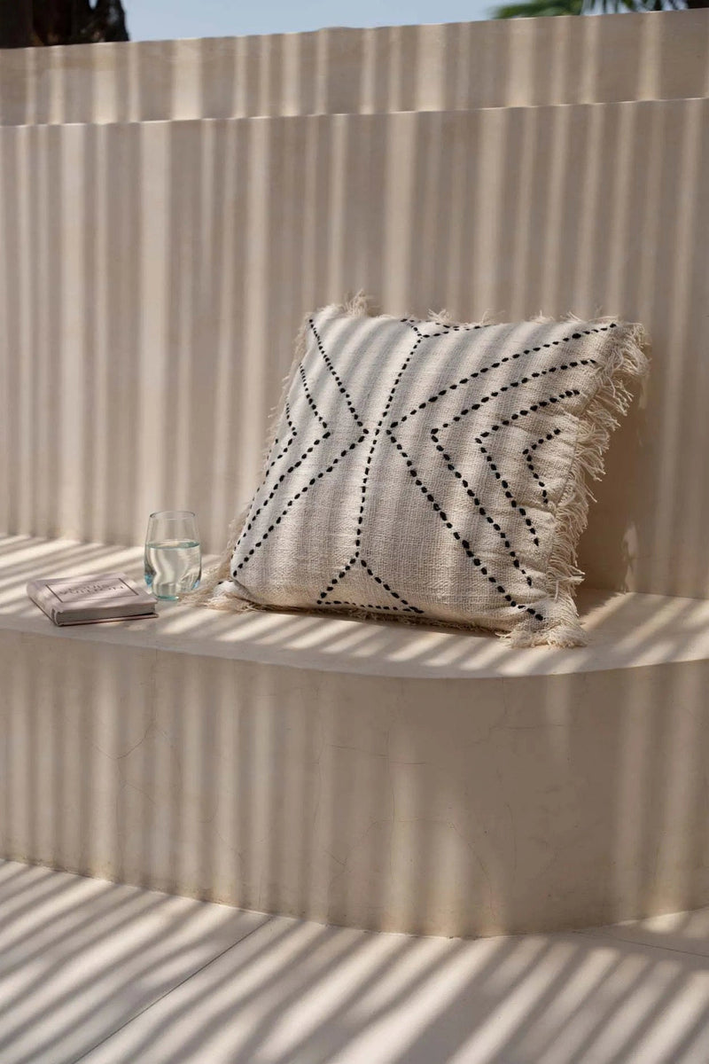 The Tribal Cushion Cover - Natural Black in cotton — handmade luxury cushion cover curated by Laiyahome — view 2