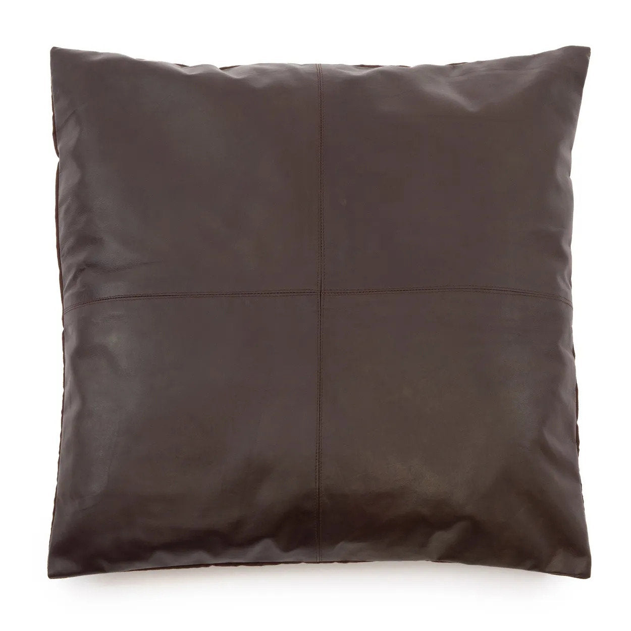 Capa de almofada em pele com quatro painéis - Chocolate - 60x60