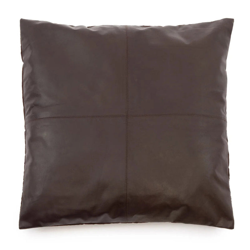 Capa de almofada em pele com quatro painéis - Chocolate - 60x60
