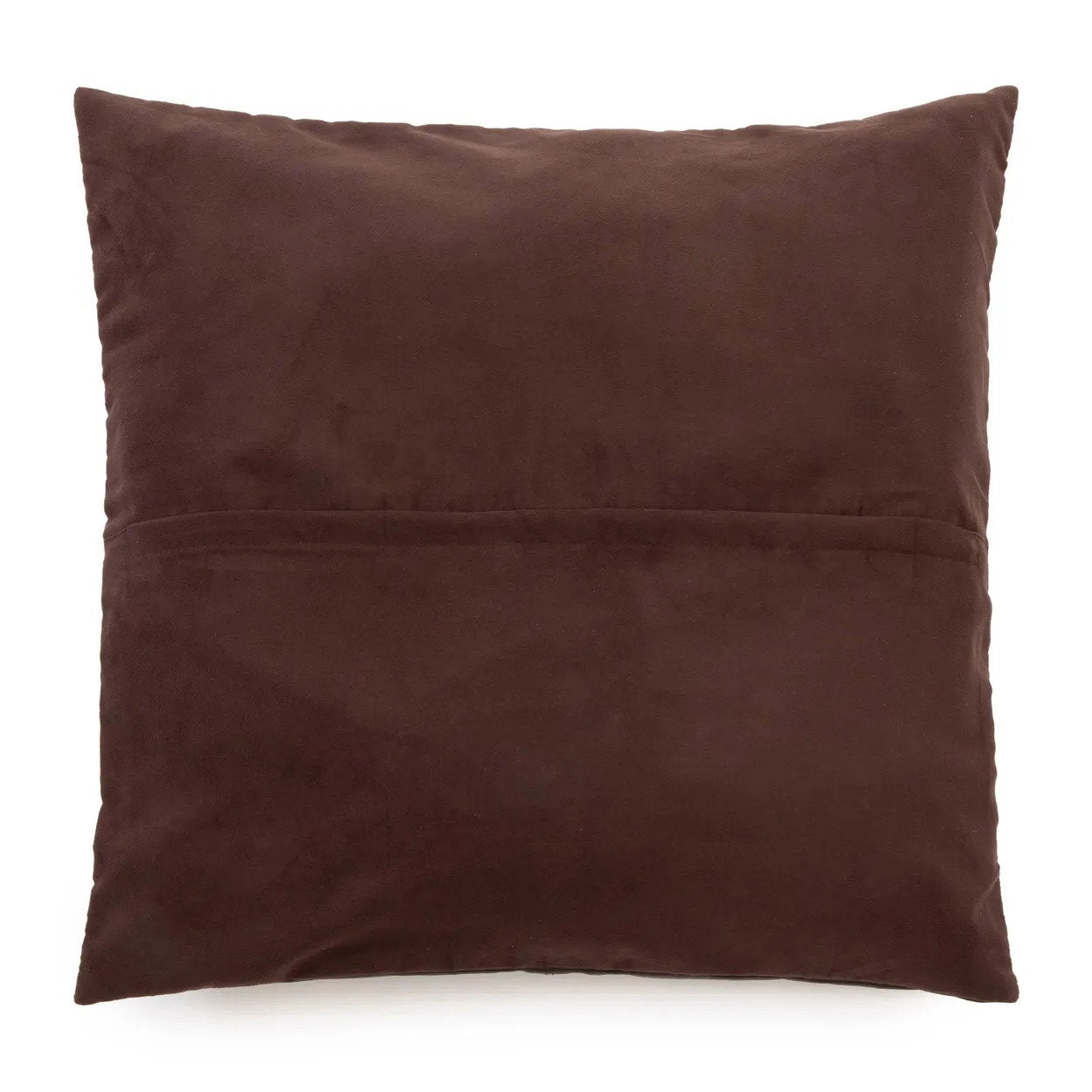 Capa de almofada em pele com quatro painéis - Chocolate - 60x60