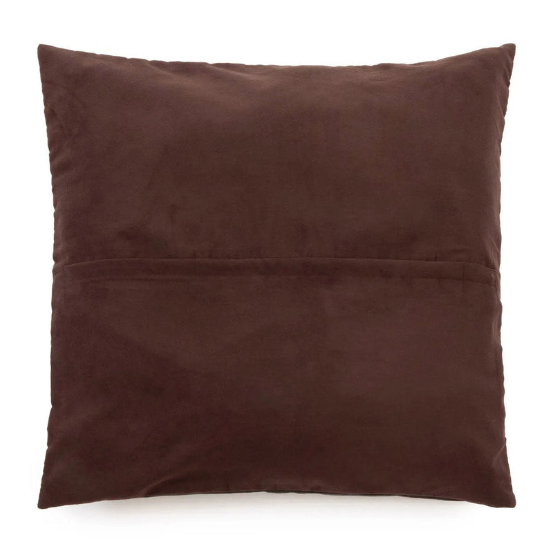 Capa de almofada em pele com quatro painéis - Chocolate - 60x60
