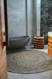 Tapis en jonc de mer - Noir naturel - 200