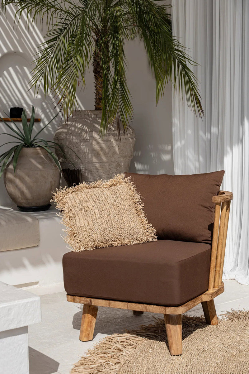 The Raffia Cushion Cover Square - Natural - 40x40 in raffia — handmade luxury cushion cover curated by Laiyahome — view 2