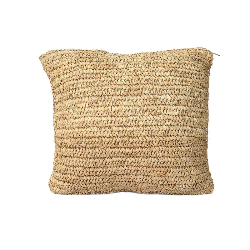 Capa de almofada quadrada Raffia Flores - Natural - 40x40