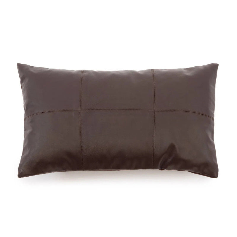 Capa de almofada em pele com seis painéis - Chocolate - 30x50