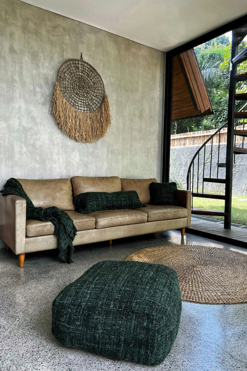 The Oh My Gee Pouffe - Forest Green in cotton — handmade luxury ottoman curated by Laiyahome — view 2