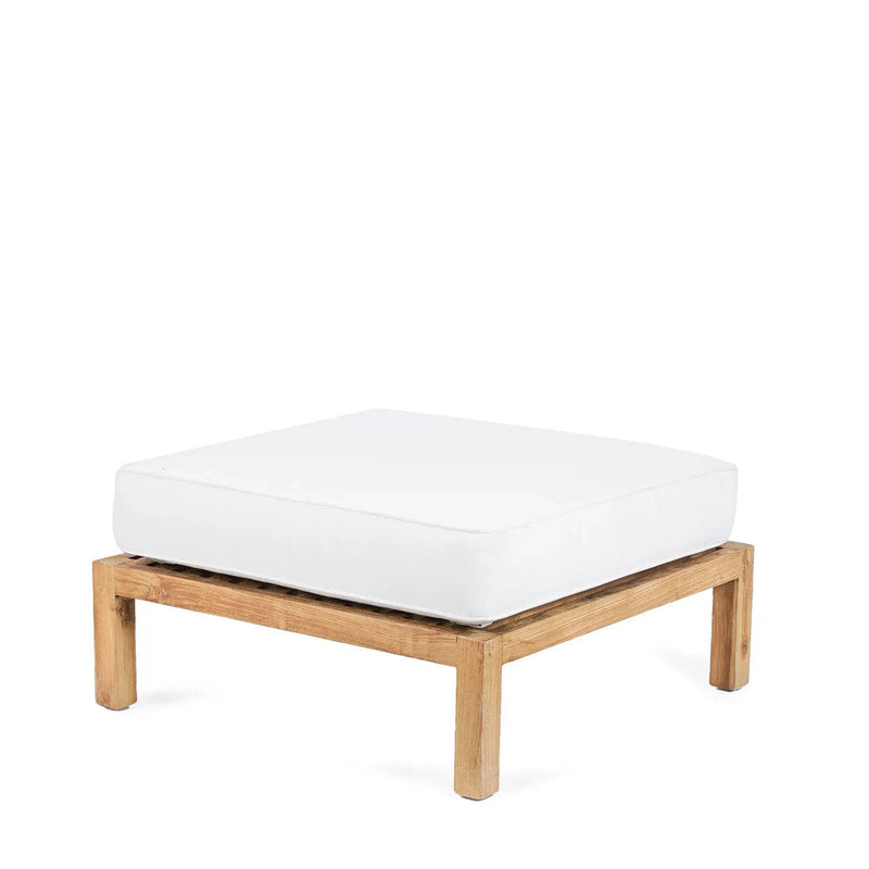 The Moyo Modular Ottoman – teak wood ottoman in beige, white – product view 1
