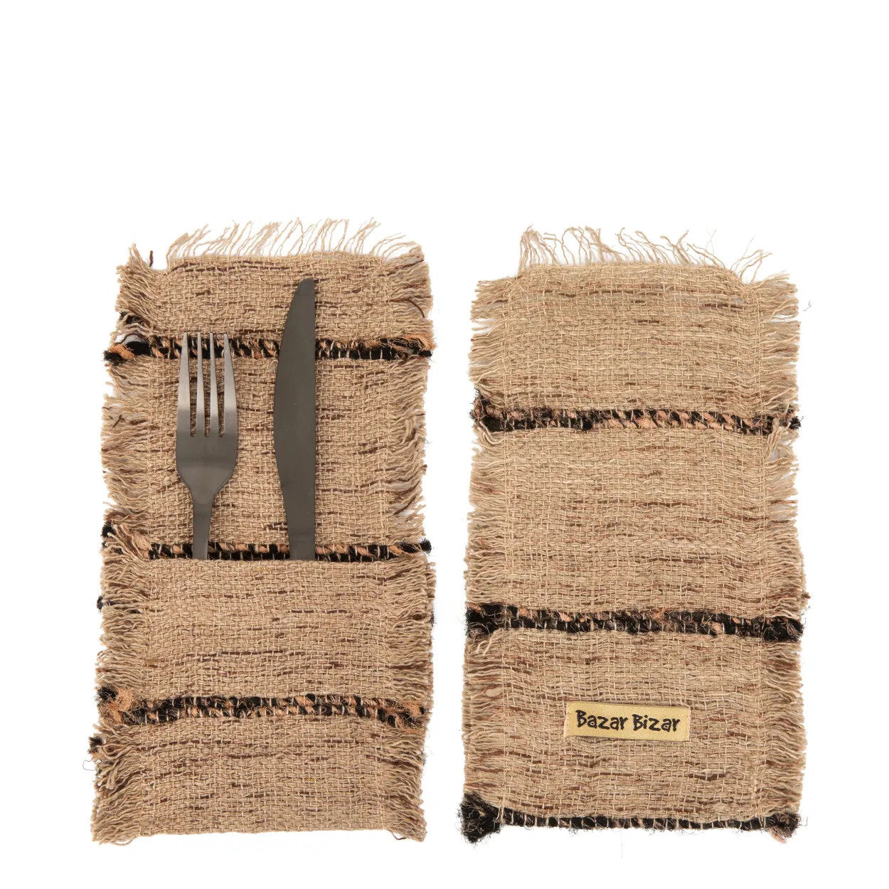 Porta-talheres Oh My Gee - Bege e Preto - Conjunto de 4