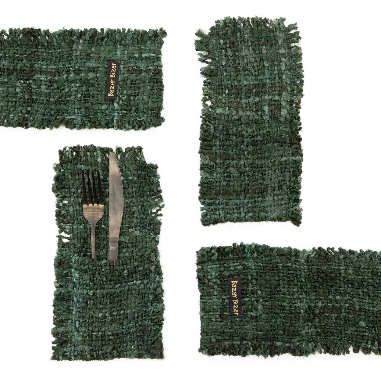 Porte-couverts Oh My Gee - Vert forêt - Lot de 4
