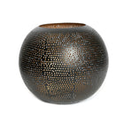 The Pierced Ball - Black Gold - L – brass candle holder in black – product view 1