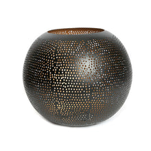 The Pierced Ball - Black Gold - L – brass candle holder in black – product view 1