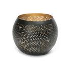 The Pierced Ball - Black Gold - M – brass candle holder in black – product view 1