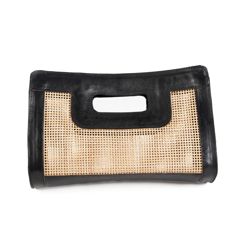 The Riviera Noir Clutch - Natural Black – leather clutch in natural black – product view 1
