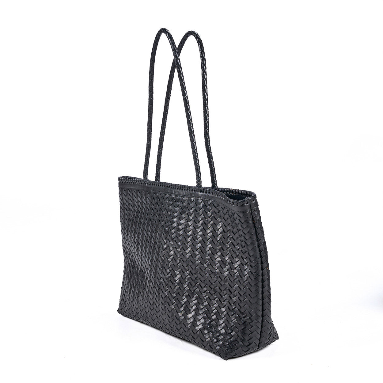 The Execu-Shopper - Black – leather shopping bag in black – product view 1