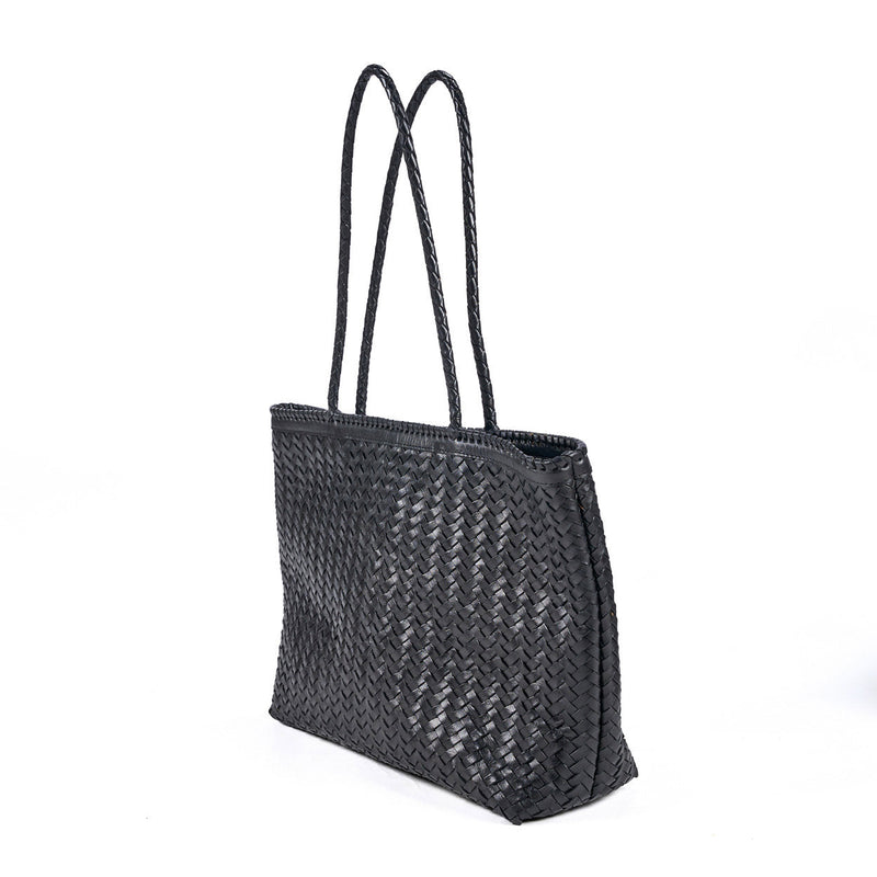 The Execu-Shopper - Black – leather shopping bag in black – product view 1