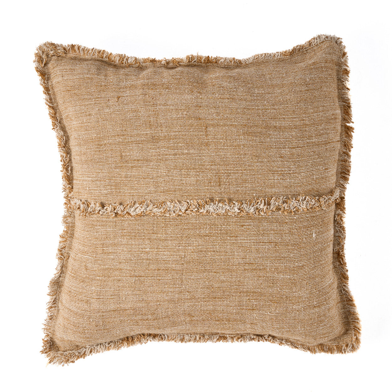 Housse de coussin à franges Sahara - Marron naturel - 50x50