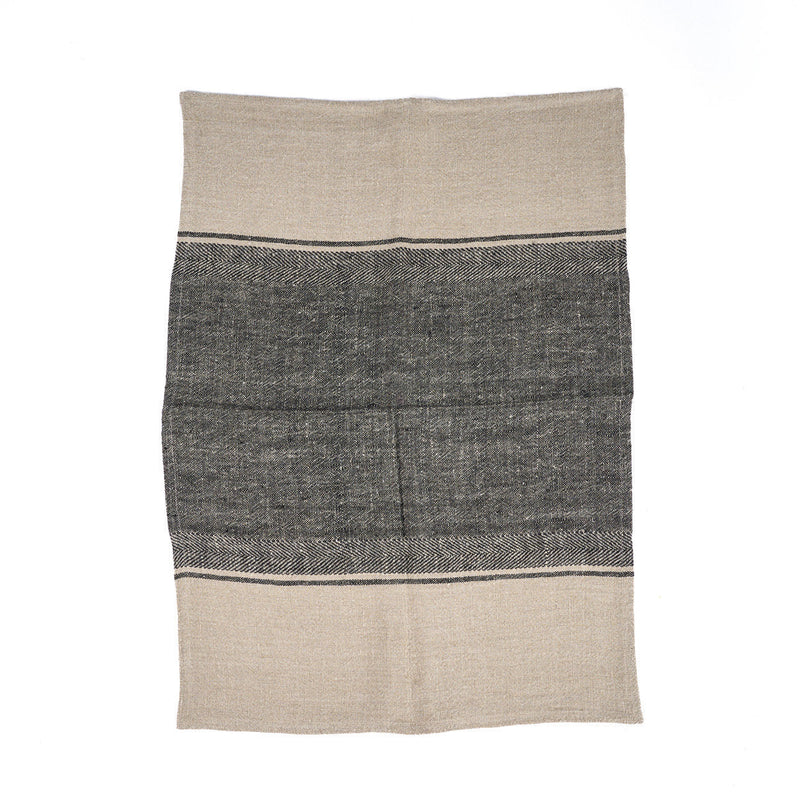 The Linen Moody Kitchen Towel - Natural Black - 50x70