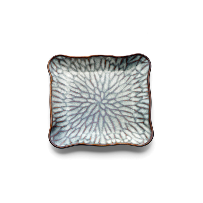 The Lotus Ice Square Plate - Grey Brown - M - secondary view