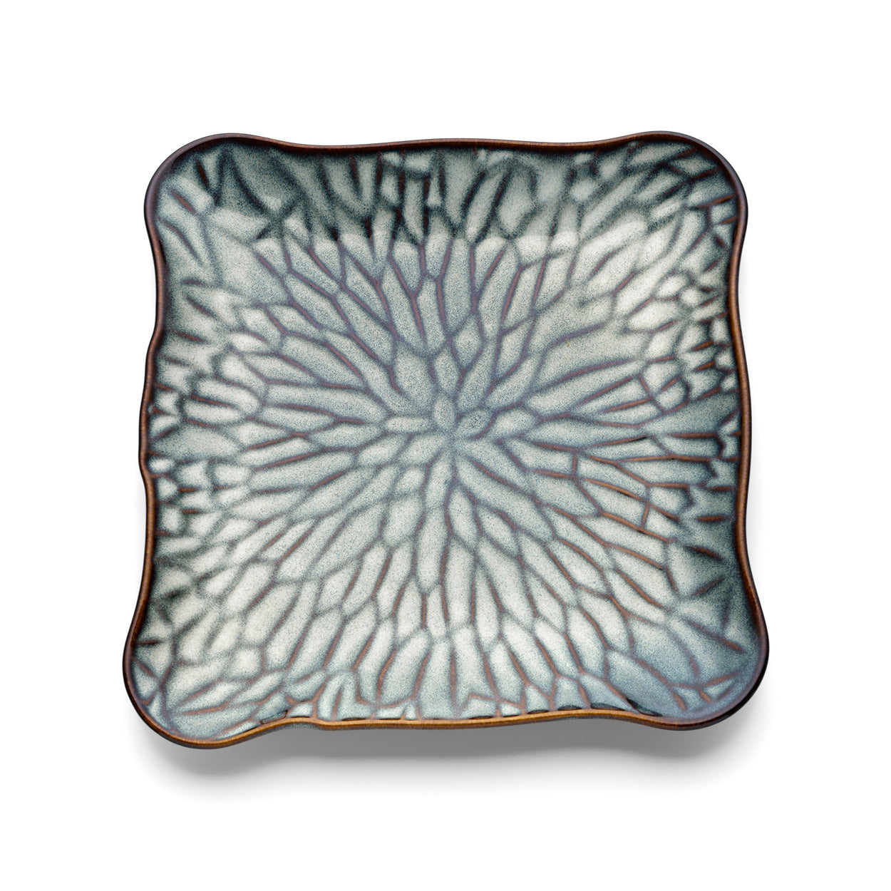 The Lotus Ice Square Plate - Grey Brown - XL in ceramic — handmade luxury dinner plate curated by Laiyahome — view 2