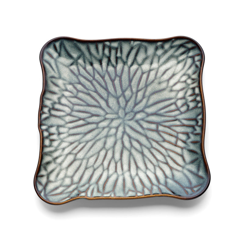 The Lotus Ice Square Plate - Grey Brown - XL - secondary view
