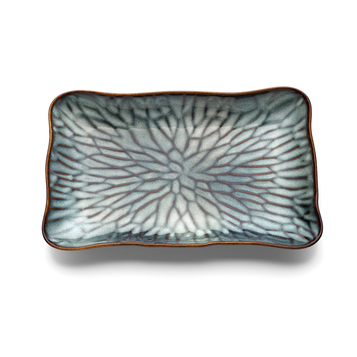 The Lotus Ice Rectangular Plate - Grey Brown - L in ceramic — handmade luxury dinner plate curated by Laiyahome — view 2
