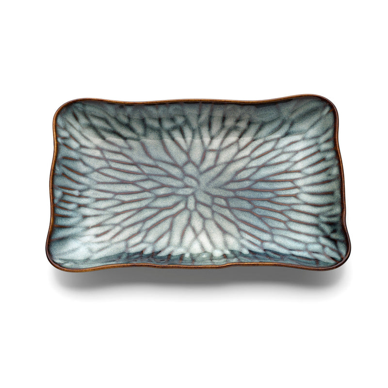 The Lotus Ice Rectangular Plate - Grey Brown - L - secondary view