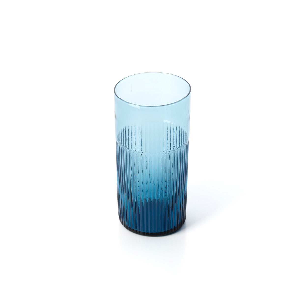 The Azure Rippled High Tumbler - Blue in glass — handmade luxury longdrink glass curated by Laiyahome — view 2