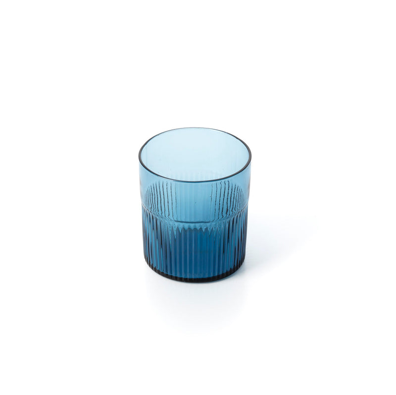 The Azure Rippled Low Tumbler - Blue in glass — handmade luxury tumbler curated by Laiyahome — view 2