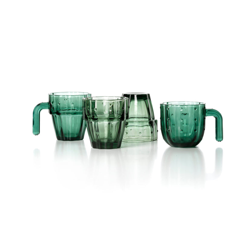 The Stack-a-Cactus Glasses - Green - Set of 4 in glass — handmade luxury water glass curated by Laiyahome — view 2