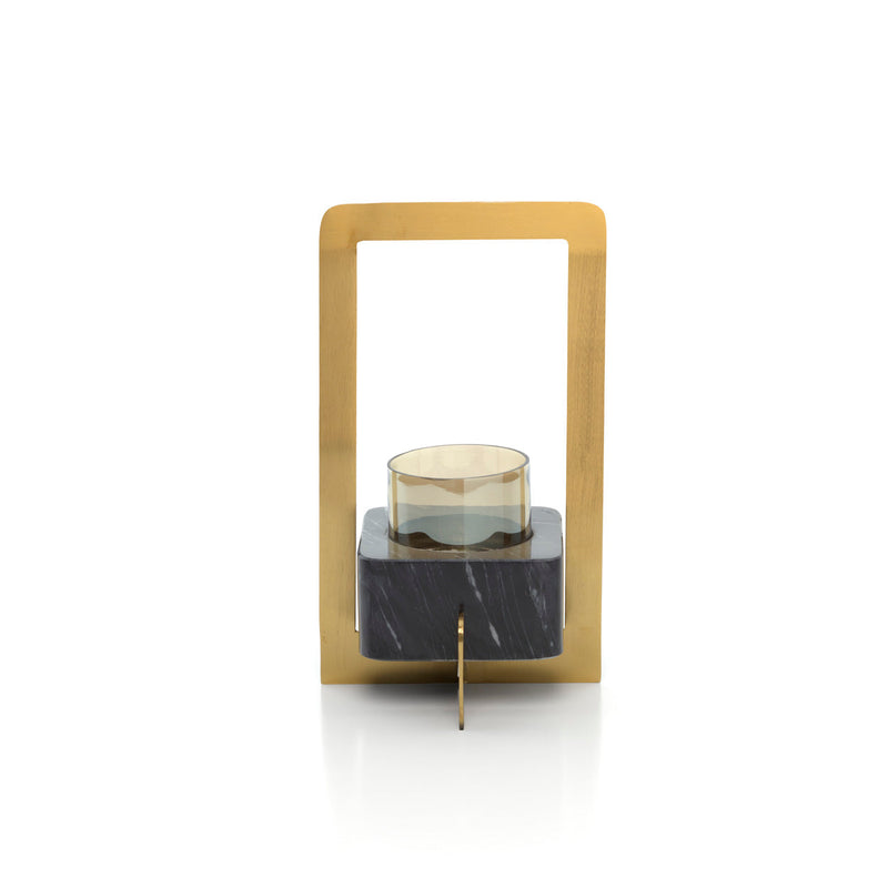 The Marbre d’Or Candle Holder - Gold Black - M in brass — handmade luxury tea light holder curated by Laiyahome