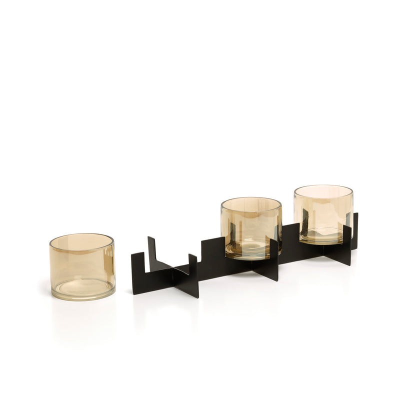 The Trio Noir Candle Holder - Black in brass — handmade luxury tea light holder curated by Laiyahome — view 2