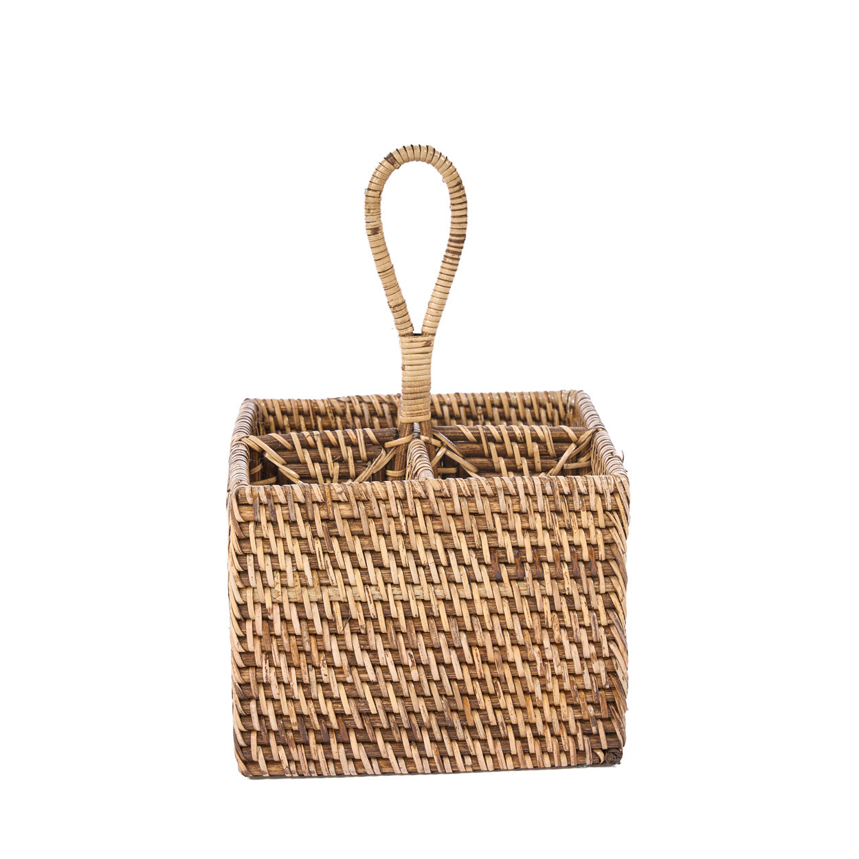 The Rattan Cutlery Caddy N°4 - Natural Brown in rattan — handmade luxury storage basket curated by Laiyahome — view 2
